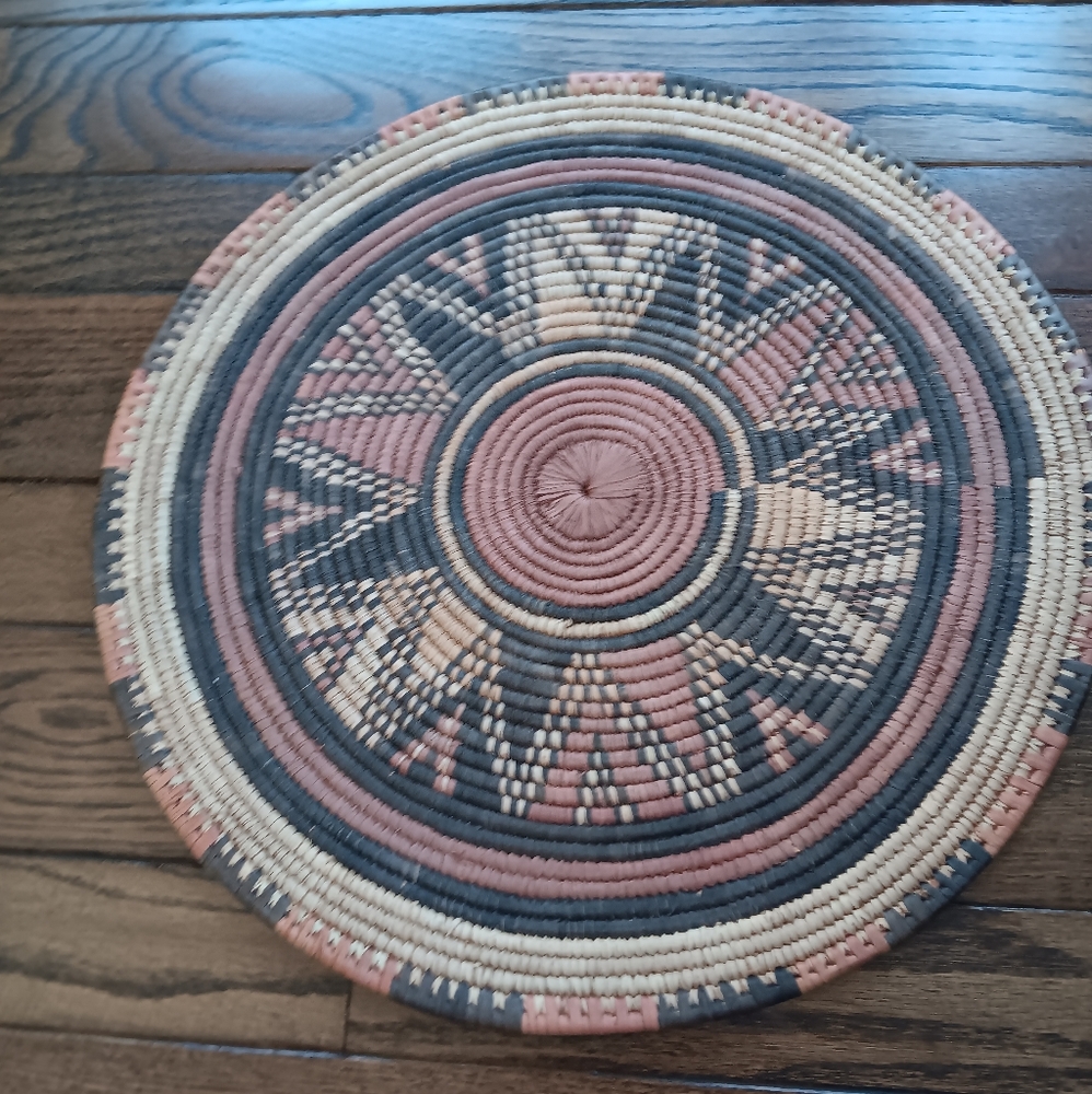 Hand Wooven shallow tribal basket